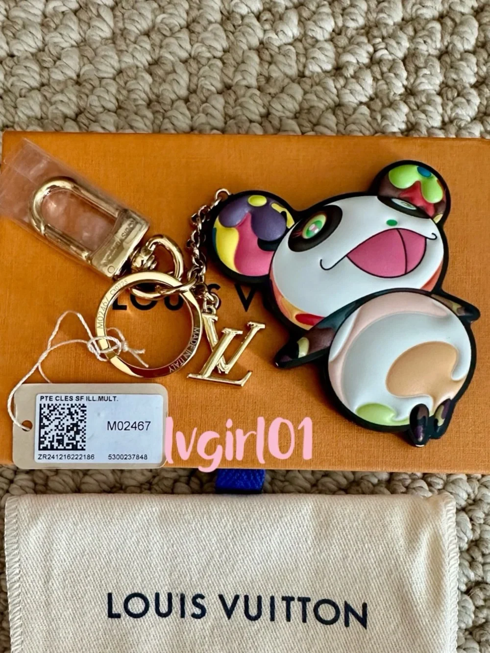 🌸💯Authentic Louis Vuitton TM Monogram Superflat Panda Murakami Bag Charm - Picture 1 of 7
